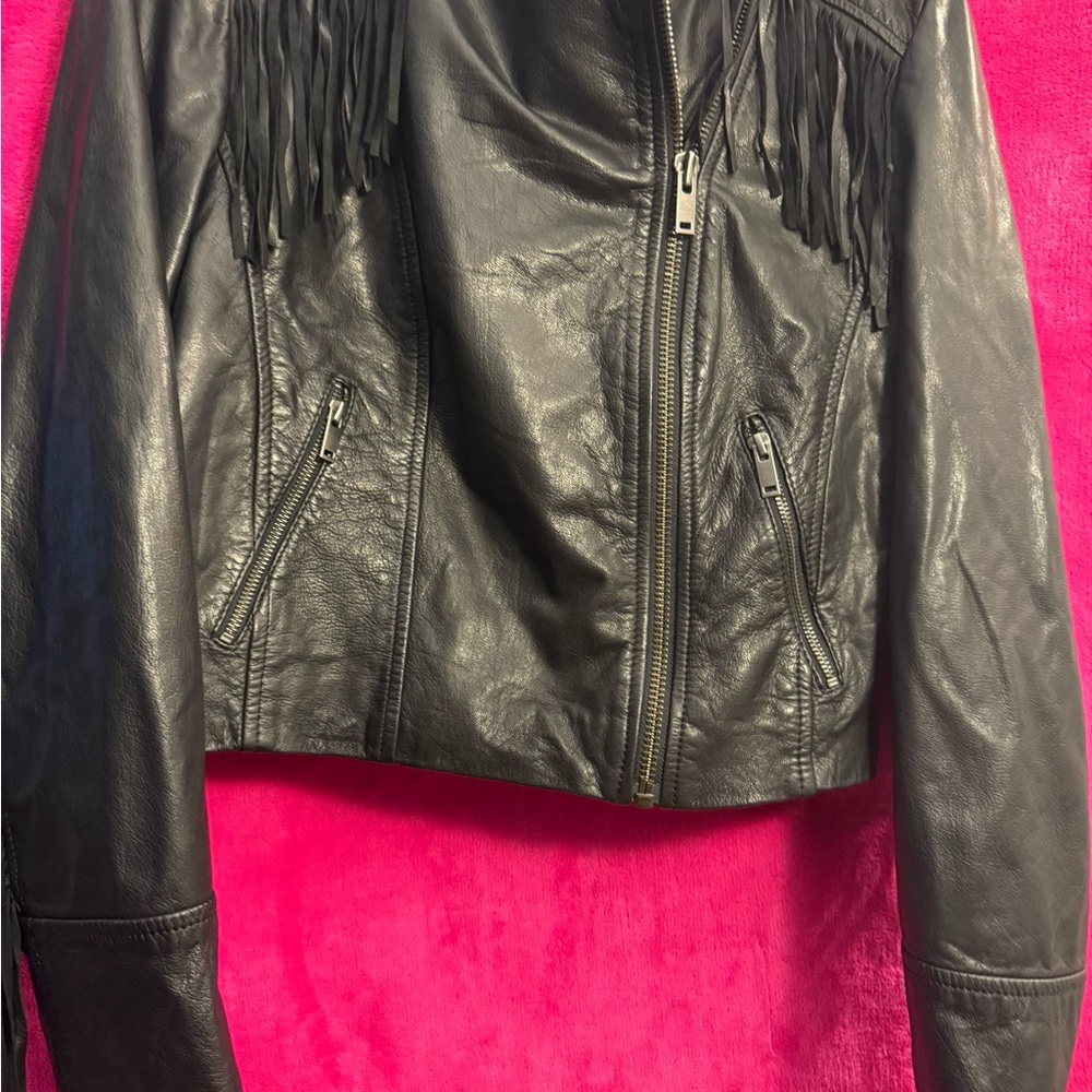 Banana Republic Leather Jacket with Fringe